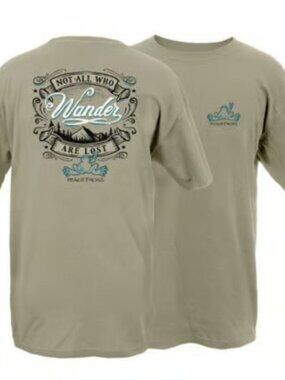 Peace Frogs Not All Who Wander Garment Dye T-Shirt ~Choose Your Size ~Brand New!